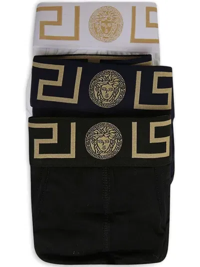 Versace Box 3 Pezzi Con Bordo Greca In Nero