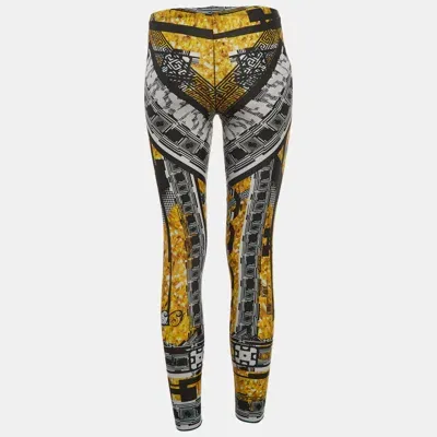 Pre-owned Versus Yellow/black Printed Jersey Leggings S