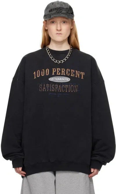 Vetements Black '1000 Percent' Sweatshirt In Washed Black