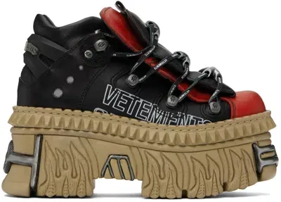 Vetements Black & Red New Rock Edition Platform Sneakers In Black / Logo Print