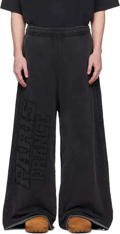 Vetements Black 'paris' Xxxl Sweatpants In Washed Black