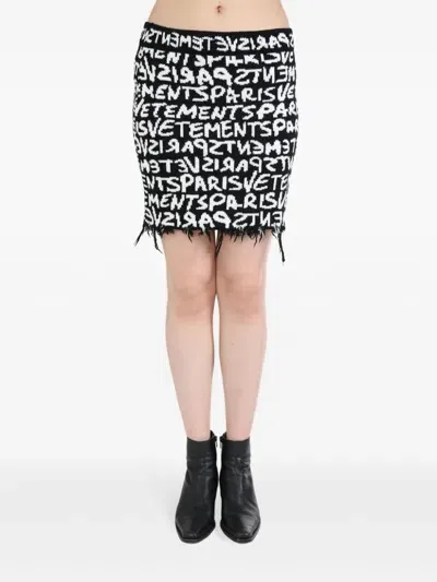 Vetements Graffiti Monogram Skirt In Black