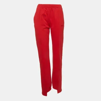 Pre-owned Vetements Limited Edition Red Embroidered Cotton Knit Trackpants L