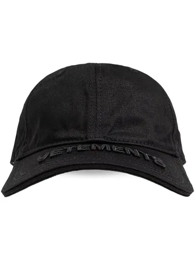 Vetements Black Logo-appliqué Cap