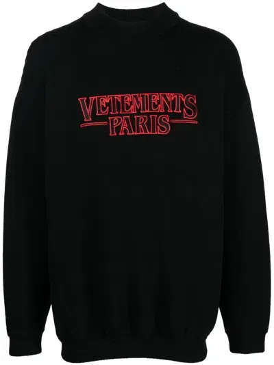 Vetements Logo-embroidered Jumper In Black