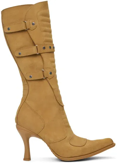 Vetements Tan New Rock Edition Biker Heeled Boots In Caramel