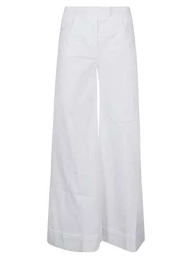 Via Masini 80 Cotton Flared Trousers In White