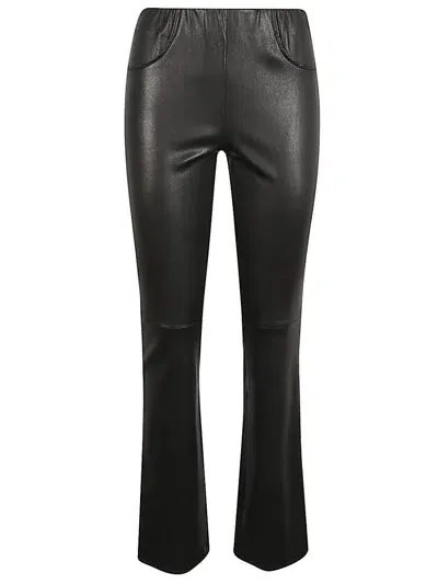 Via Masini 80 Leather Trousers In Black