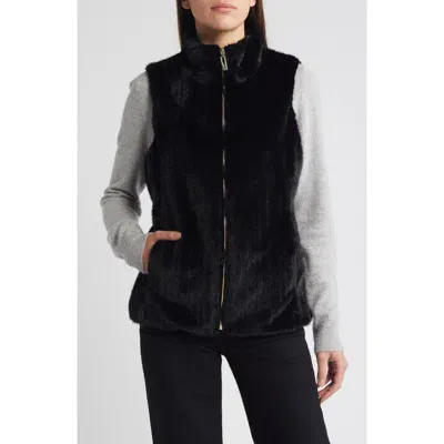 Via Spiga Reversible Faux Fur Vest In Black