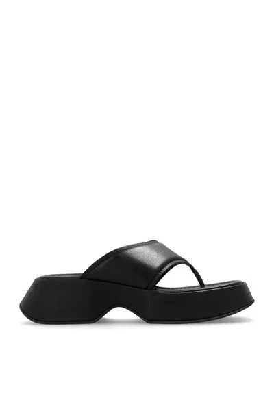 Vic Matie Leather Platform Flip Flops In Black