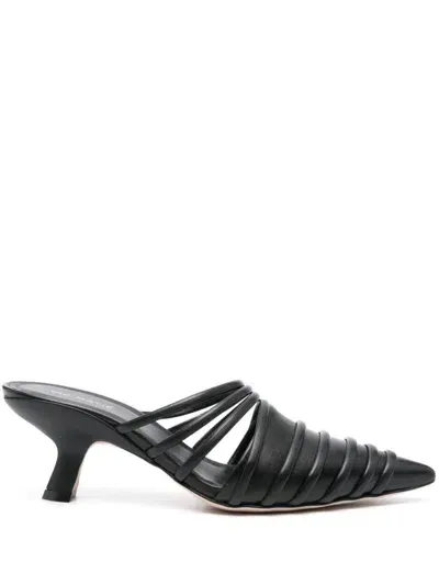 Vic Matie Circular-straps Leather Sandals In Black