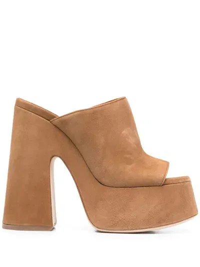 Vic Matie Suede Platform 150mm Mules In Brown