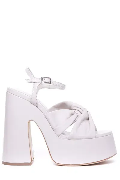 Vic Matie Sash Twist Detailed Sandals In White