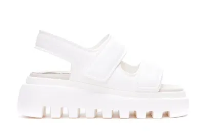 Vic Matie Touch-strap Leather Sandals In White