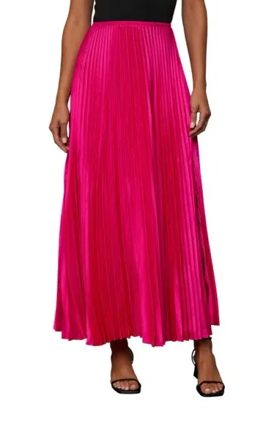 Vici Collection Antonella Pleated Satin Skirt In Fuchsia