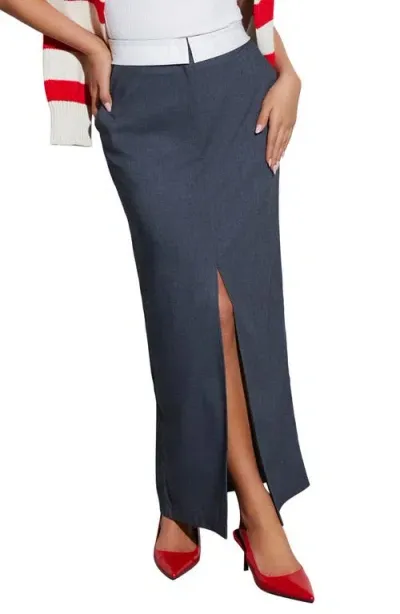 Vici Collection Boss Babe Maxi Skirt In Charcoal