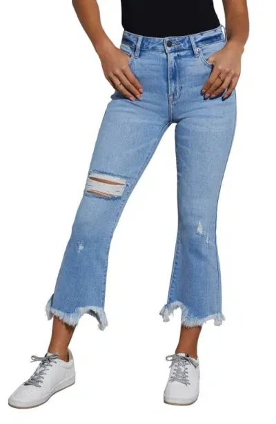 Vici Collection Keanu Ripped Crop Flare Jeans In Light Wash