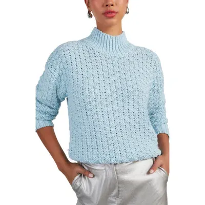 Vici Collection Kerri Basket Weave Mock Neck Sweater In Light Blue