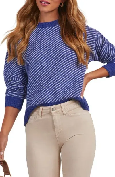 Vici Collection Mallory Stripe Crewneck Sweater In Violet