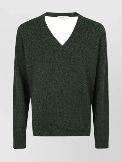 Victoria Beckham Asymmetric Neck V-neck Knit Sweater In Black