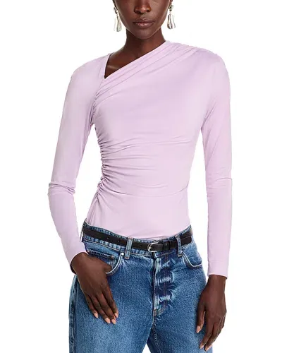 Victoria Beckham Fluid Asymmetric Draped Jersey Top In Lilac