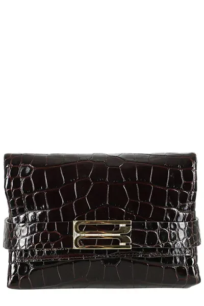 Victoria Beckham B Buckle Mini Chain Pouch Long Strap In Espresso