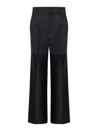 Victoria Beckham Panelled Straight-leg Trousers In Grey