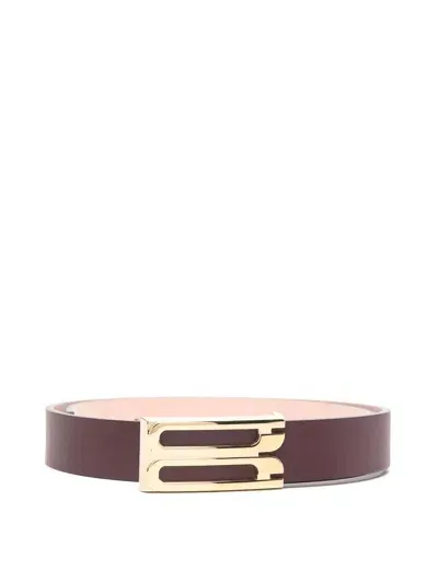 Victoria Beckham Leather Belt In Dark Red