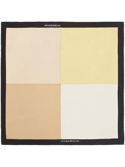 Victoria Beckham Colour Block-print Silk Scarf In Neutrals