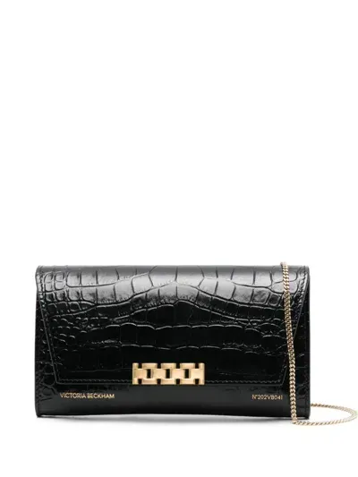 Victoria Beckham Crocodile-embossed Leather Clutch Bag In Black