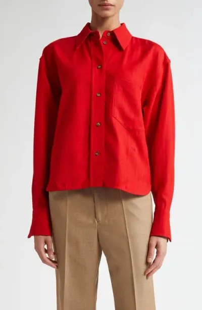 Victoria Beckham Crop Button-up Shirt In Carmine