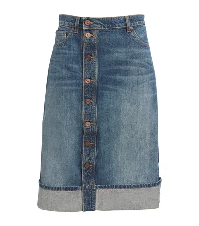 Victoria Beckham Denim Midi Skirt In Blue