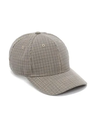 Victoria Beckham Dogtooth Check Wool Cap In Brown