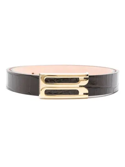 Victoria Beckham Embossed-leather Belt In Brown