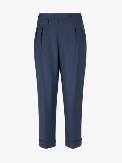 Victoria Beckham Cropped Tailored Trousers In Navy Blue