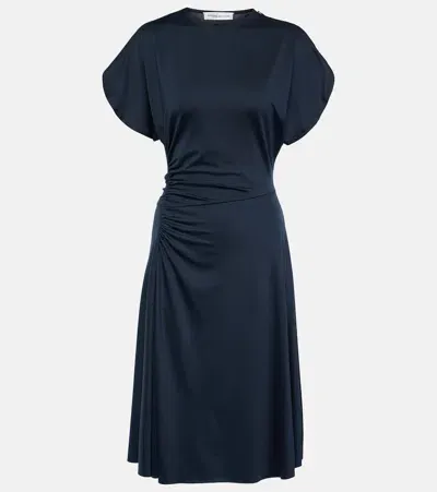 Victoria Beckham Gathered Midi Dress In Blue