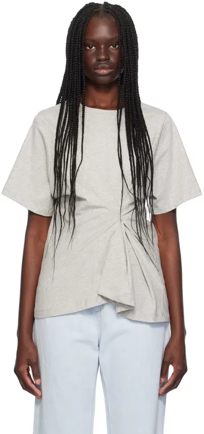 Victoria Beckham Gray Body Twist T-shirt In Grey Marl