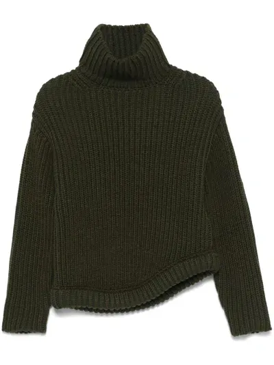 Victoria Beckham High Neck Sweater In Green