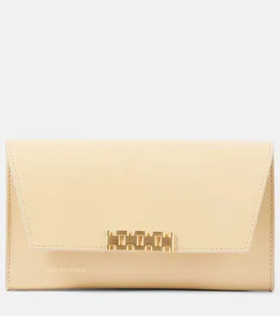 Victoria Beckham Leather Wallet On Chain In Beige