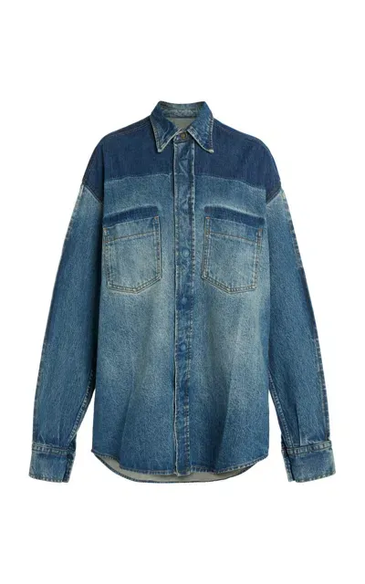 Victoria Beckham Oversized Denim Shirt In Medium Wash