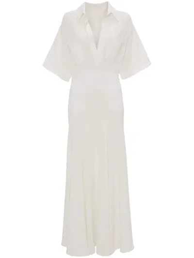 Victoria Beckham Panelled Knitted Maxi Dress In 白色