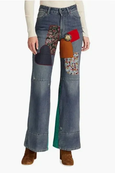 Victoria Beckham Patchwork Heavy Boot Cut Jeans 30cm