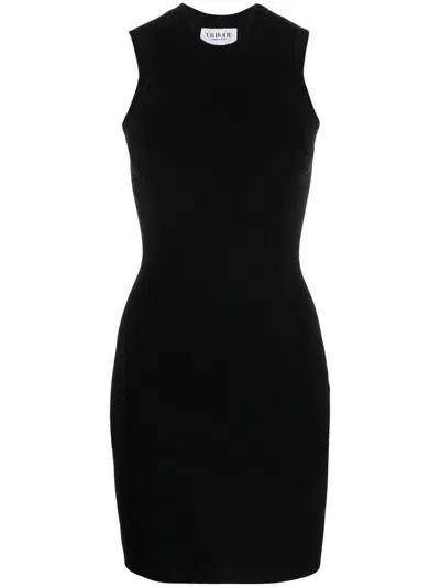 Victoria Beckham Rib Knitted Short Dress In Black