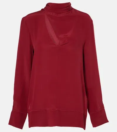 Victoria Beckham Scarf-detail Silk Blouse In Red