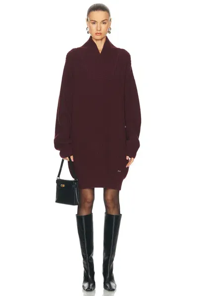 Victoria Beckham Shawl Neck Sweater Dress In Port