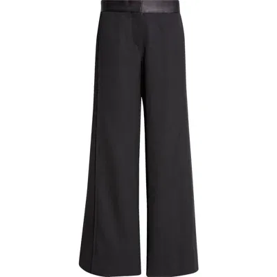 Victoria Beckham Side Panel Wool Blend Trousers In Black