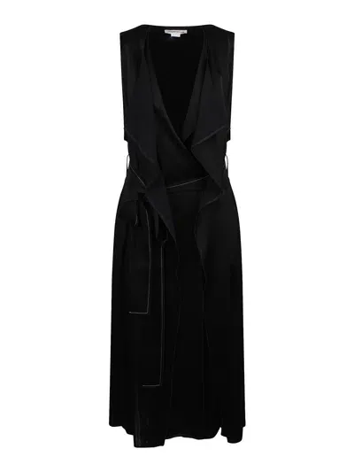 Victoria Beckham Trench Viscose Blend Midi Dress In Black