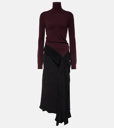 Victoria Beckham Tie-detail Wool Midi Dress In Black