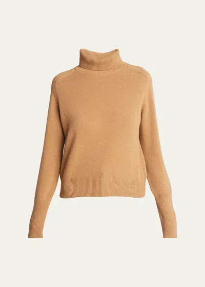 Victoria Beckham Turtleneck Wool Sweater In Tobacco