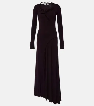 Victoria Beckham Twist-detail Jersey Gown In Brown